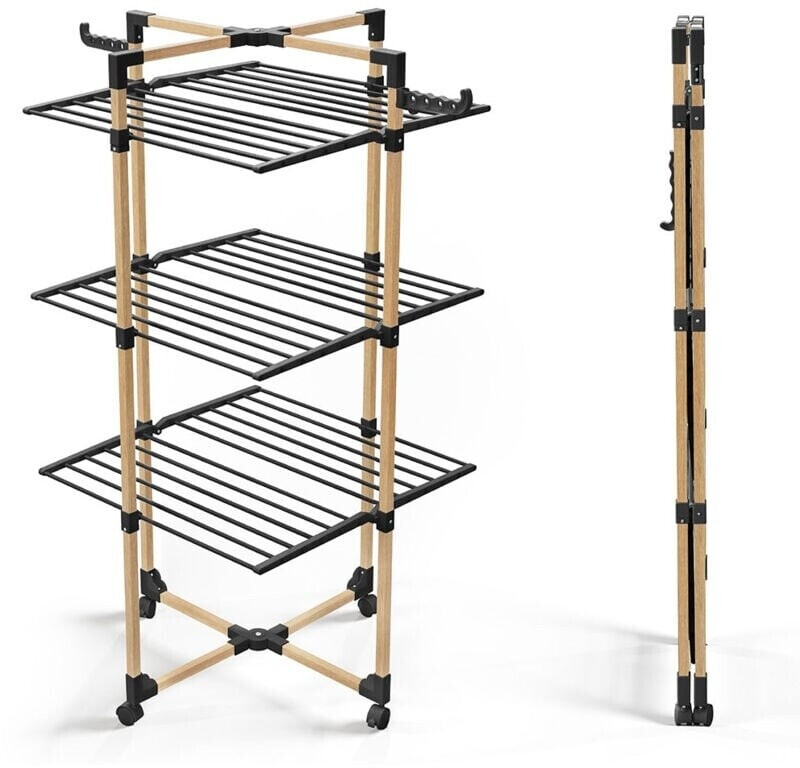 Vounot Séchoir à linge pliable 3 niveaux style bois