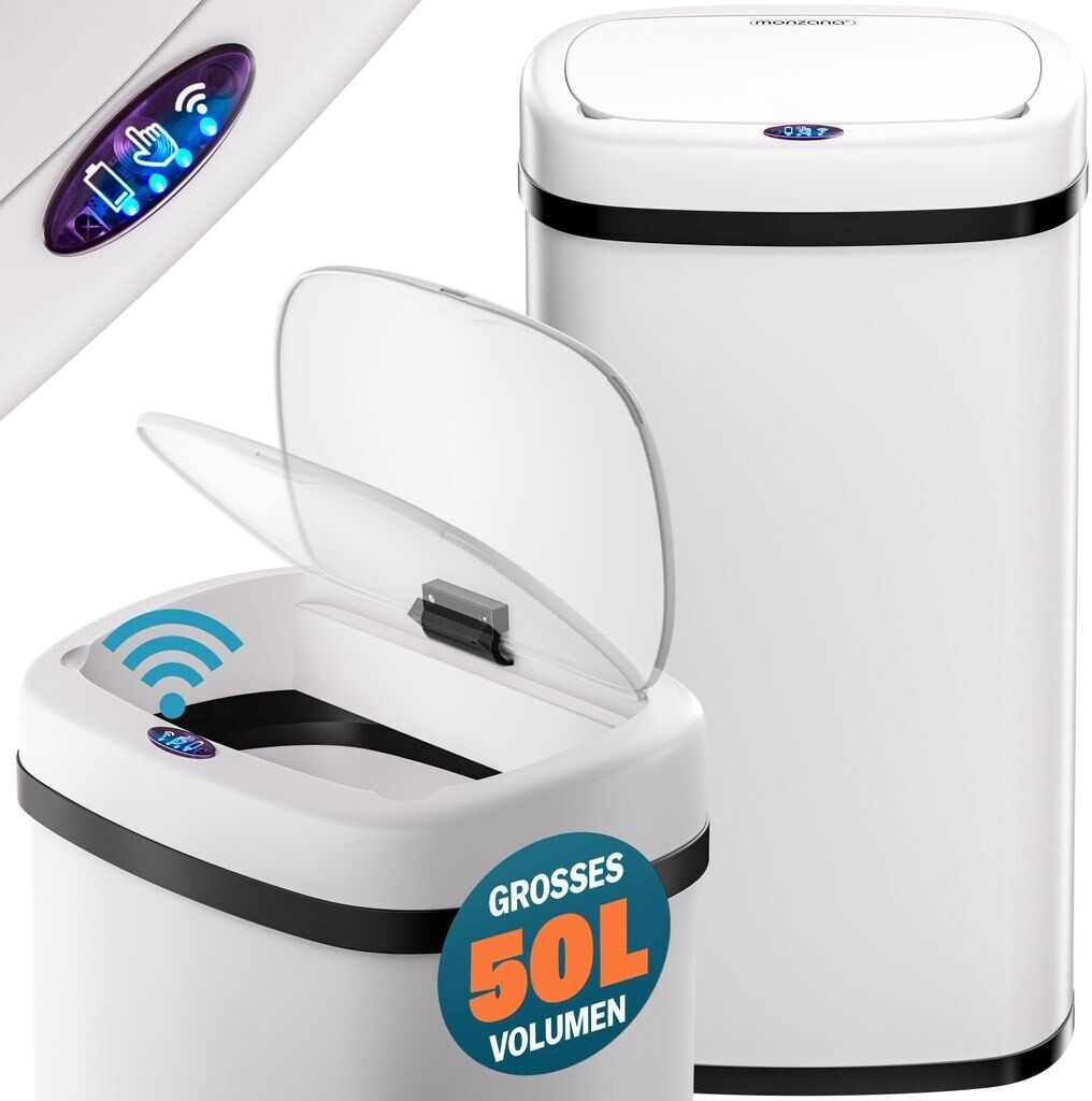 Monzana Waste bucket 50l LED display white (109905)