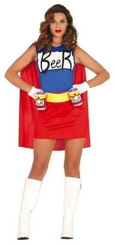 Fiestas Guirca Beer Superheroine Costume red blue incl cape