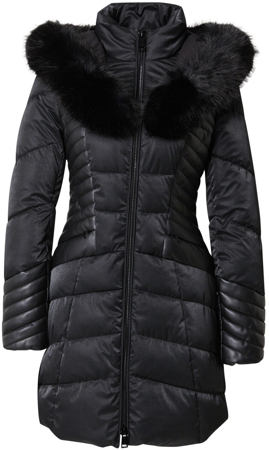 Guess Quilted Coat 'OXANA' with Faux Fur Trim