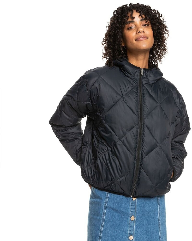 Roxy Wind Swept Quilted Jacket deep black
