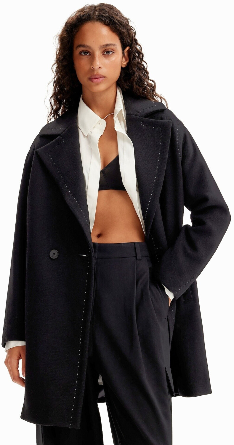Desigual Stitch Woman Woven Overcoat black