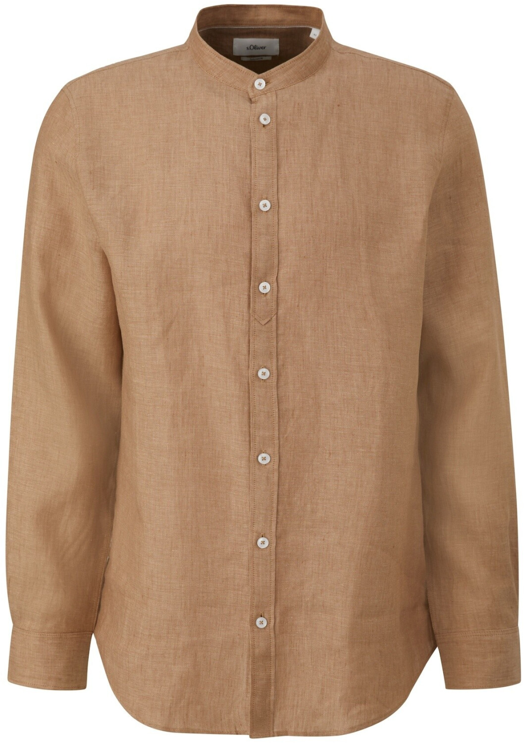 s.Oliver Linen shirt with stand collar brown 2146129 84W1