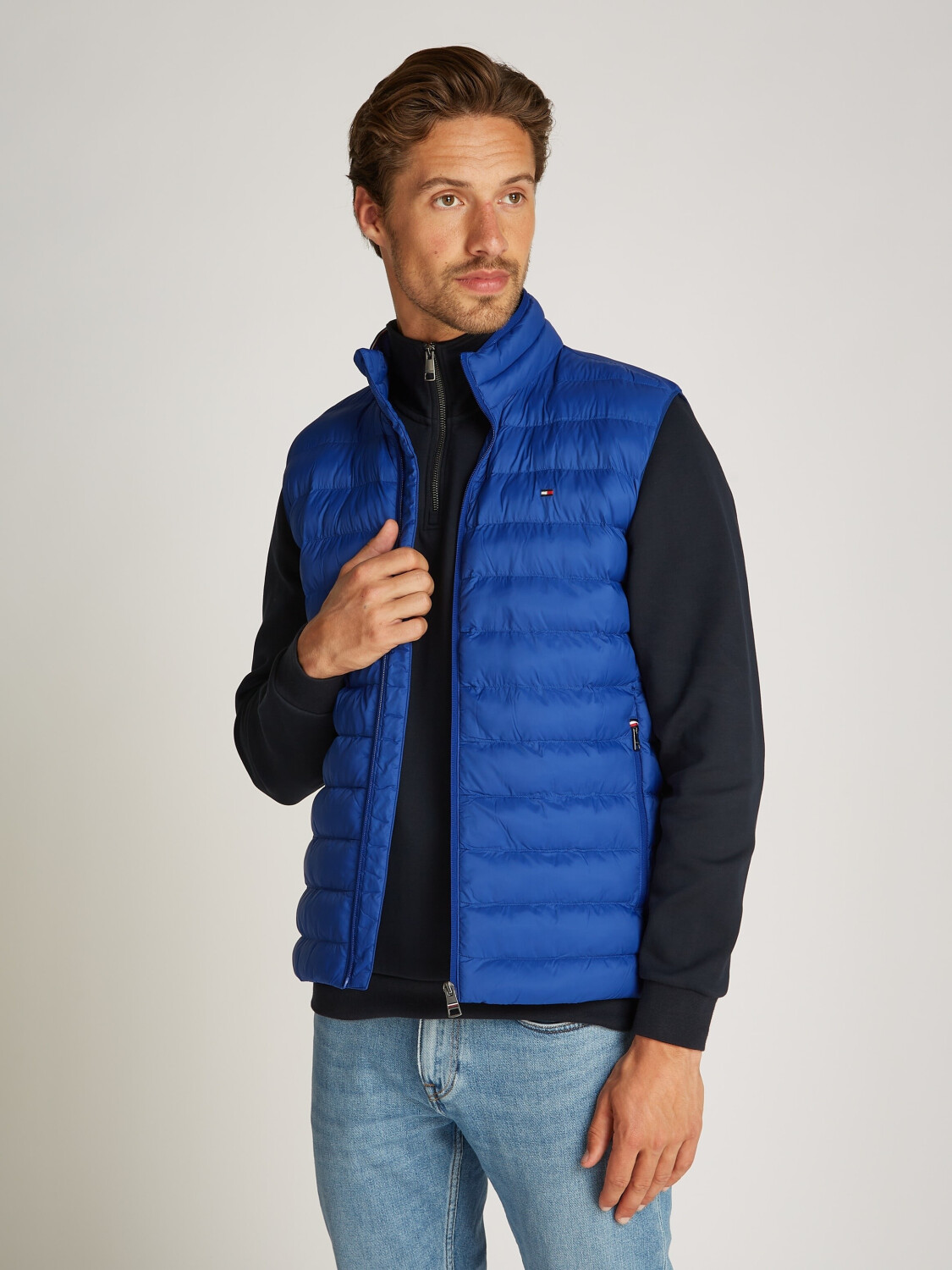 Tommy Hilfiger Packable Recycled Vest stand collar blue wedge blue