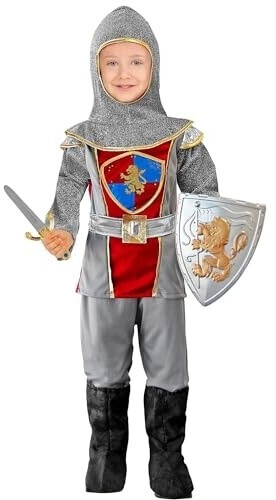 Widmann Kids Medieval Knight Costume Top Hood Belt Pants Boot Covers