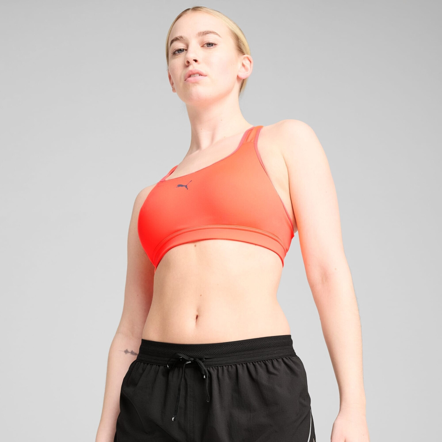 Puma 4Keeps Run Mid Support Sports Bra glowing red