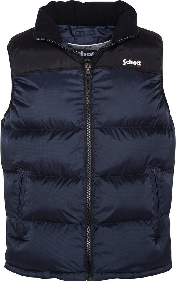 Schott N.Y.C. Quilted Vest with Logo Embroidery navy