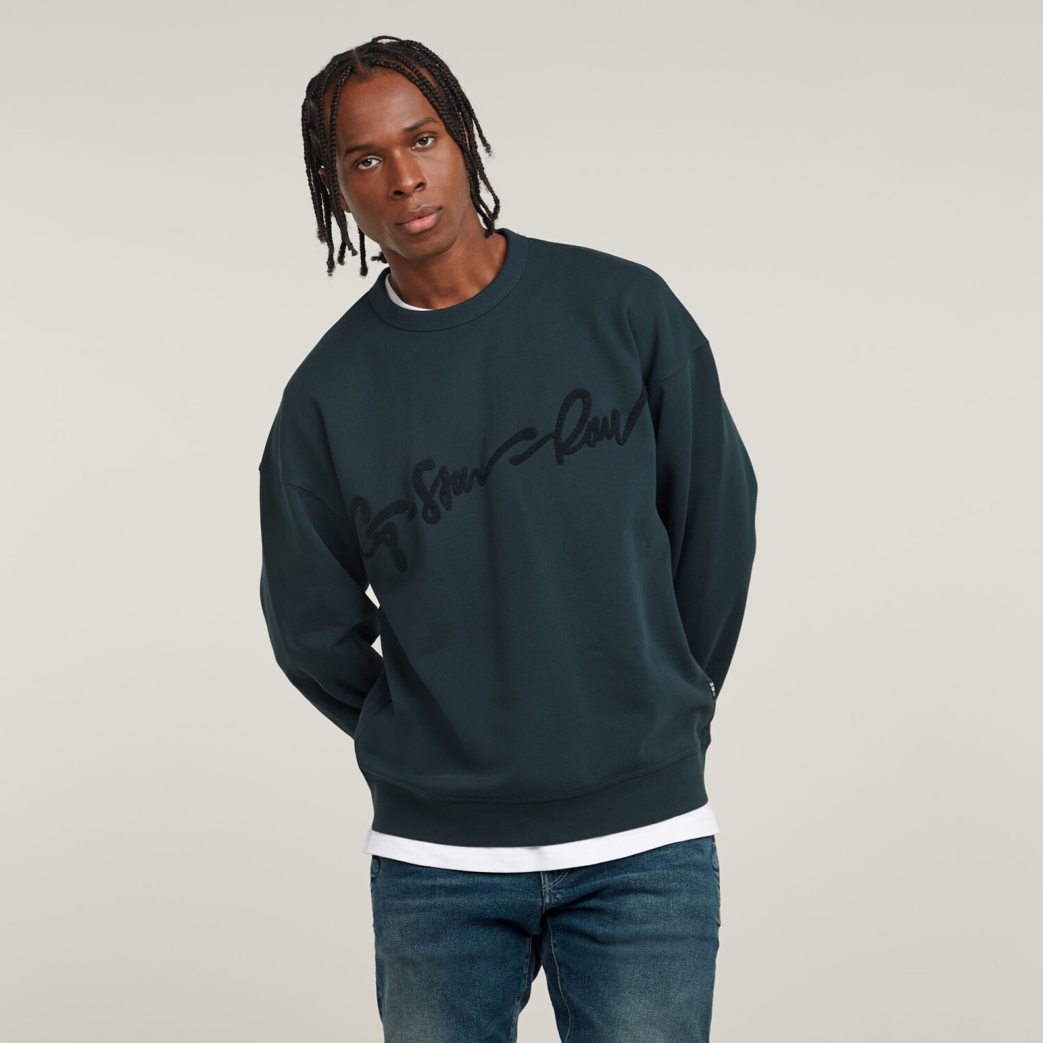 G-Star Chenille G-Script Loose Sweatshirt dark blue legion blue D25134-D257-862