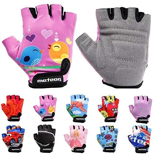 Meteor Kids Bike Gel BMX Gloves pink
