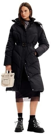 Desigual Woven Padded Long Overcoat black