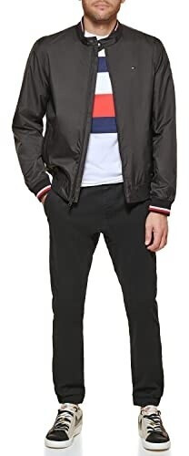 Tommy Hilfiger Varsity Rib Knit Bomber Jacket black