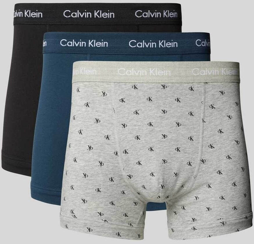 Calvin Klein Trunks 3-pack cotton light grey