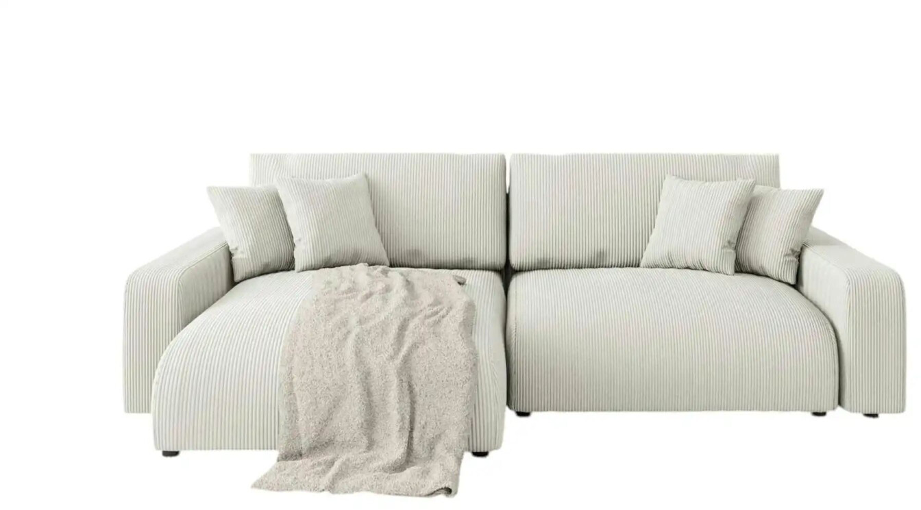 S-Style Möbel Emma Ecksofa mit Schlaffunktion/Bettkasten Cord-Stoff ...