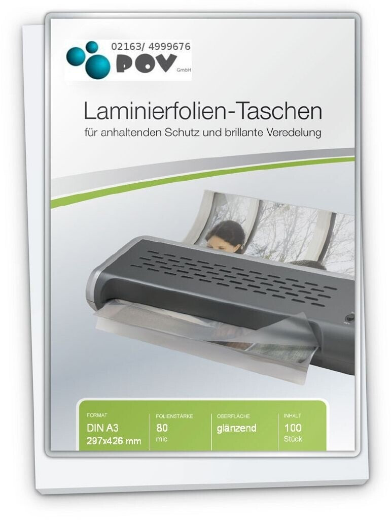 Point Of View Laminierfolien A3 (297 x 426 mm), 2 x 80 mic, für Metorahmen, glänzend (A3-80R)