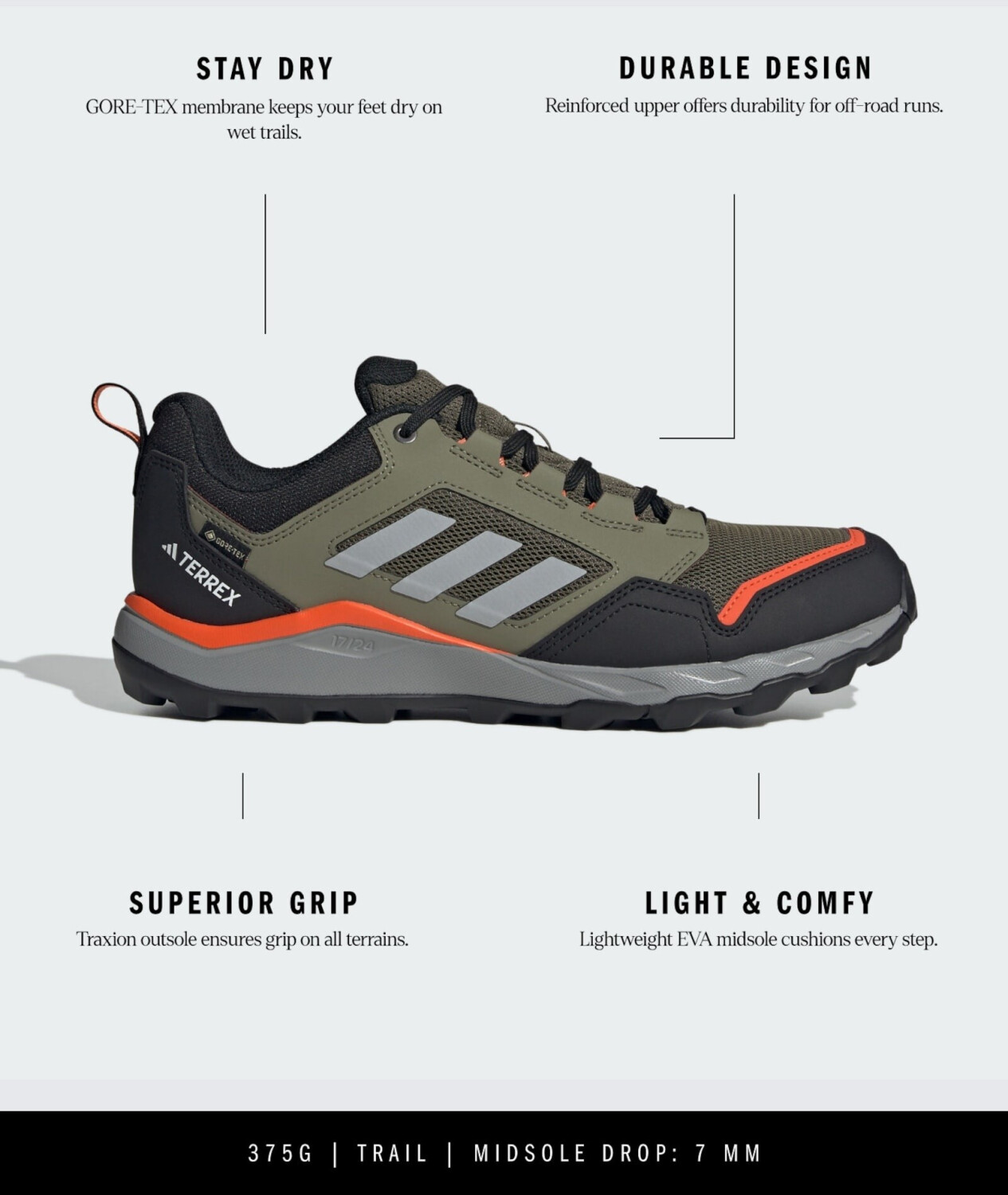 Adidas Terrex Tracerocker 2 GTX olive strata/charcoal solid grey/semi impact orange