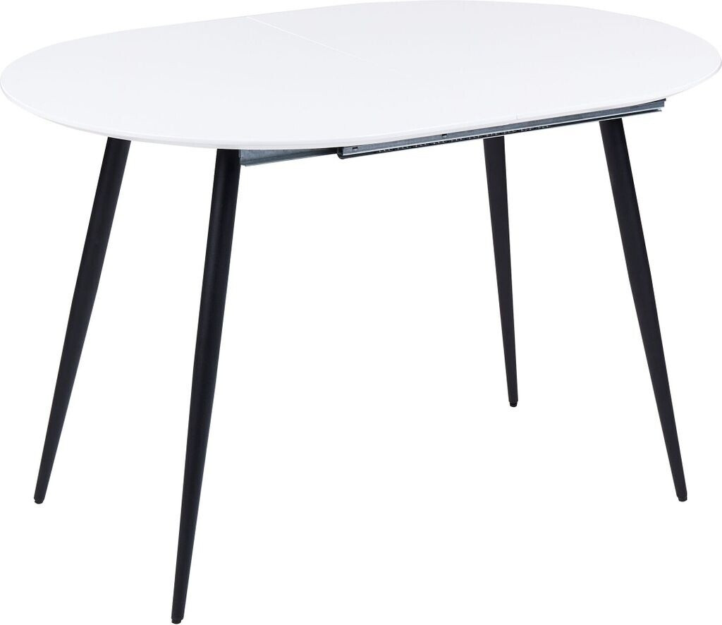 Beliani Dining table white MDF 120x80 cm extendable 160x80 cm oval with black metal legs
