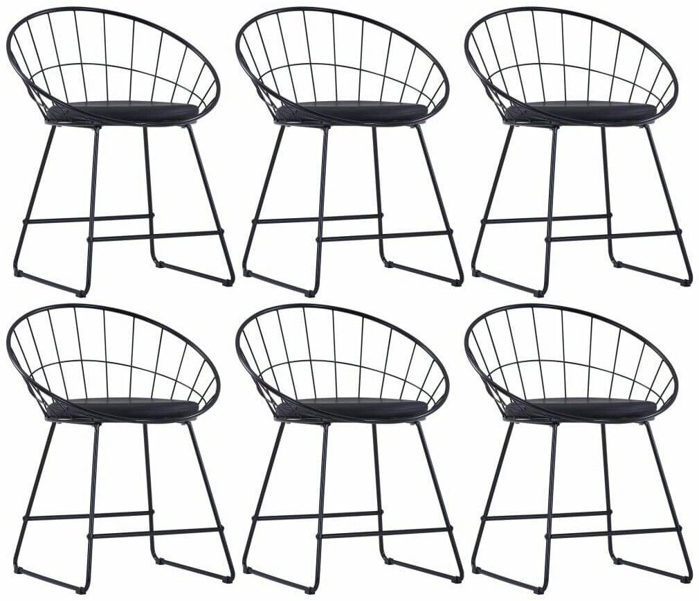 vidaXL Dining chairs with synthetic leather seats 6 pieces black steel