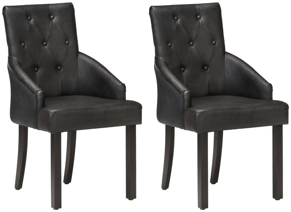 vidaXL Dining chairs 2 pieces of black real goat leather (288290)