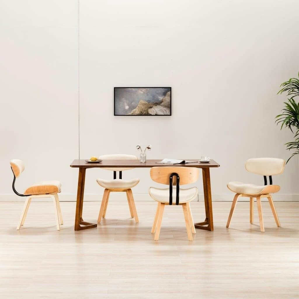 vidaXL Dining chairs 4 pcs. Creme Bugholz and synthetic leather (278720)