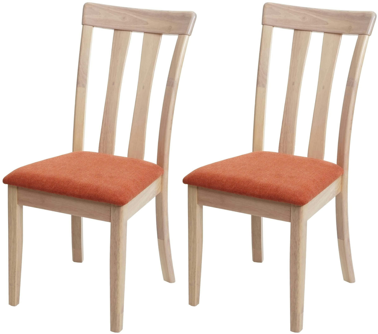 Mendler 2 Set dining room HWC-G46 fabric/textile solid wood natural-colored frame orange-orange