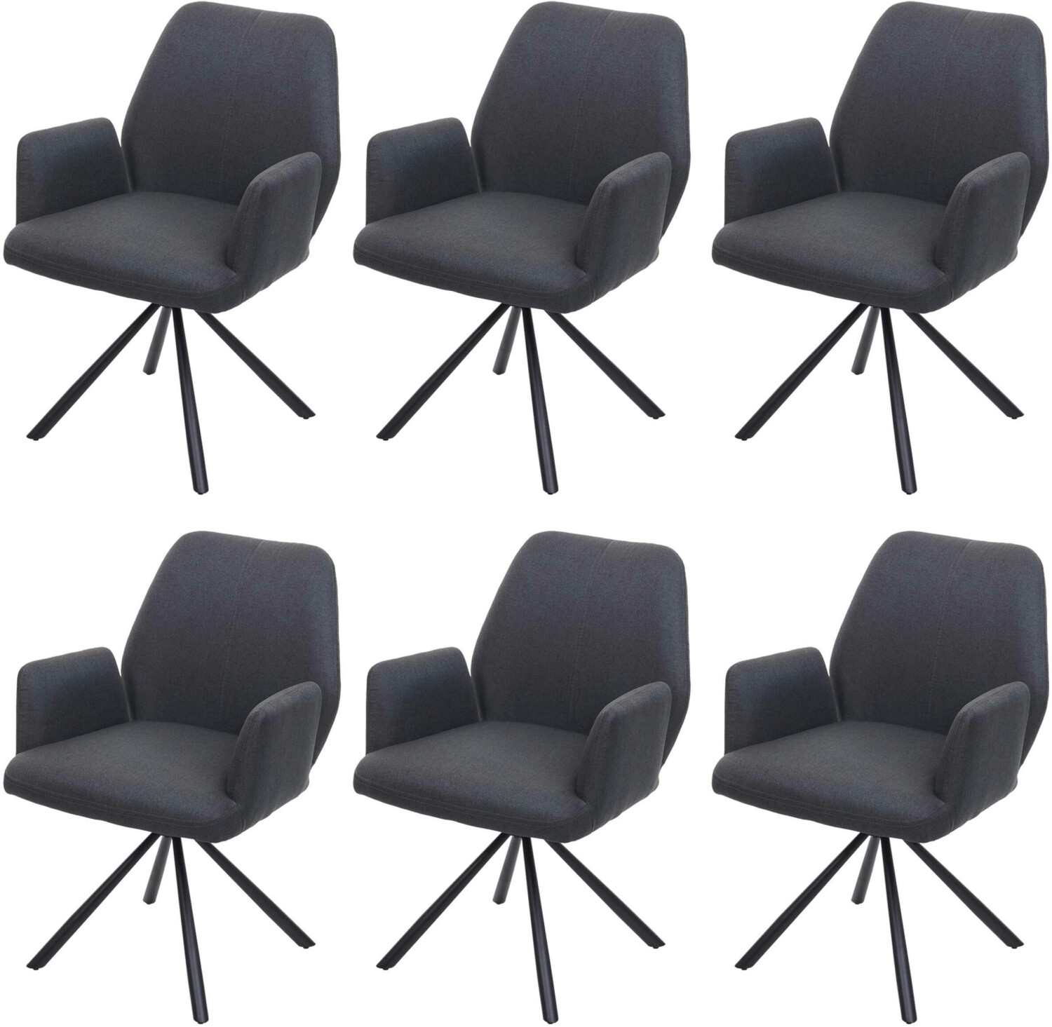 Mendler 6 Set dining room HWC-H71, feast chair chair, rotatable fabric/textile steel dark gray gray