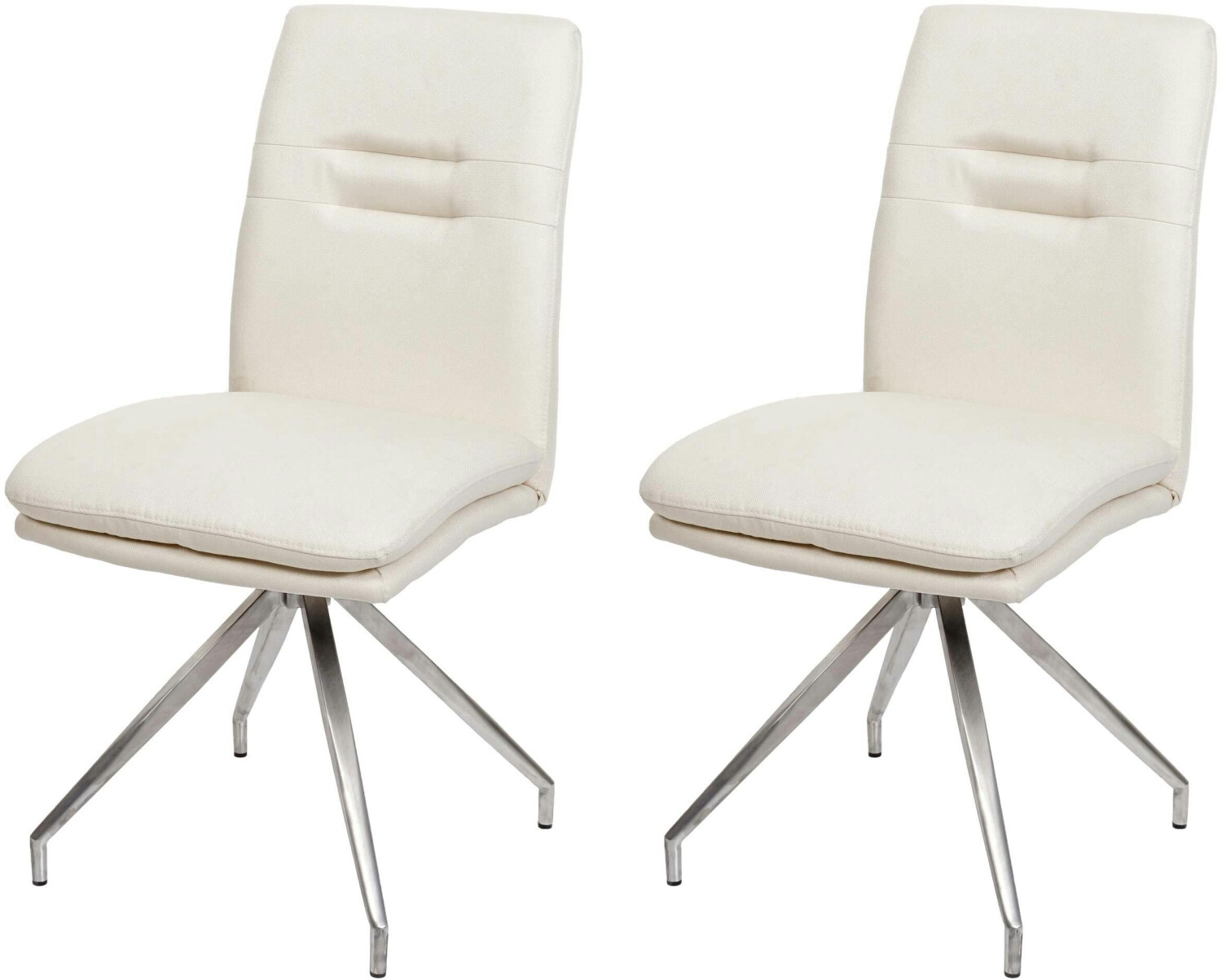 Mendler 2 Set dining room HWC-H70 Leaving chair fabric/textile stainless steel brushed cream beige beige