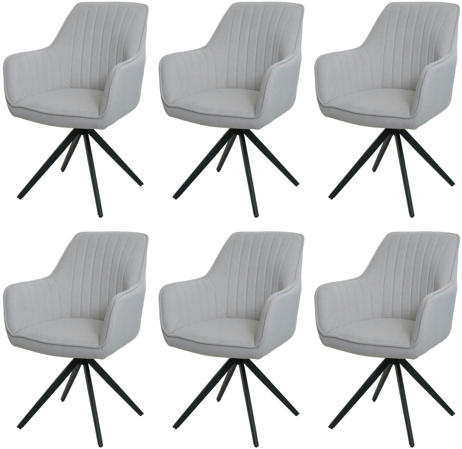 Mendler 6 Set dining room HWC-L79 armrests rotatable fabric/textile cream beige beige