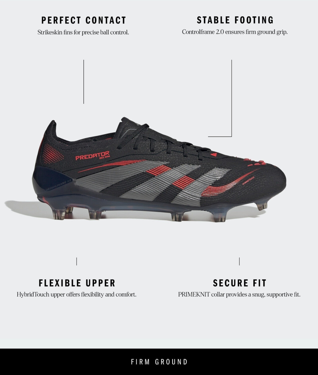 Adidas Predator Elite FG (ID3878) core black/grey four/lucid red