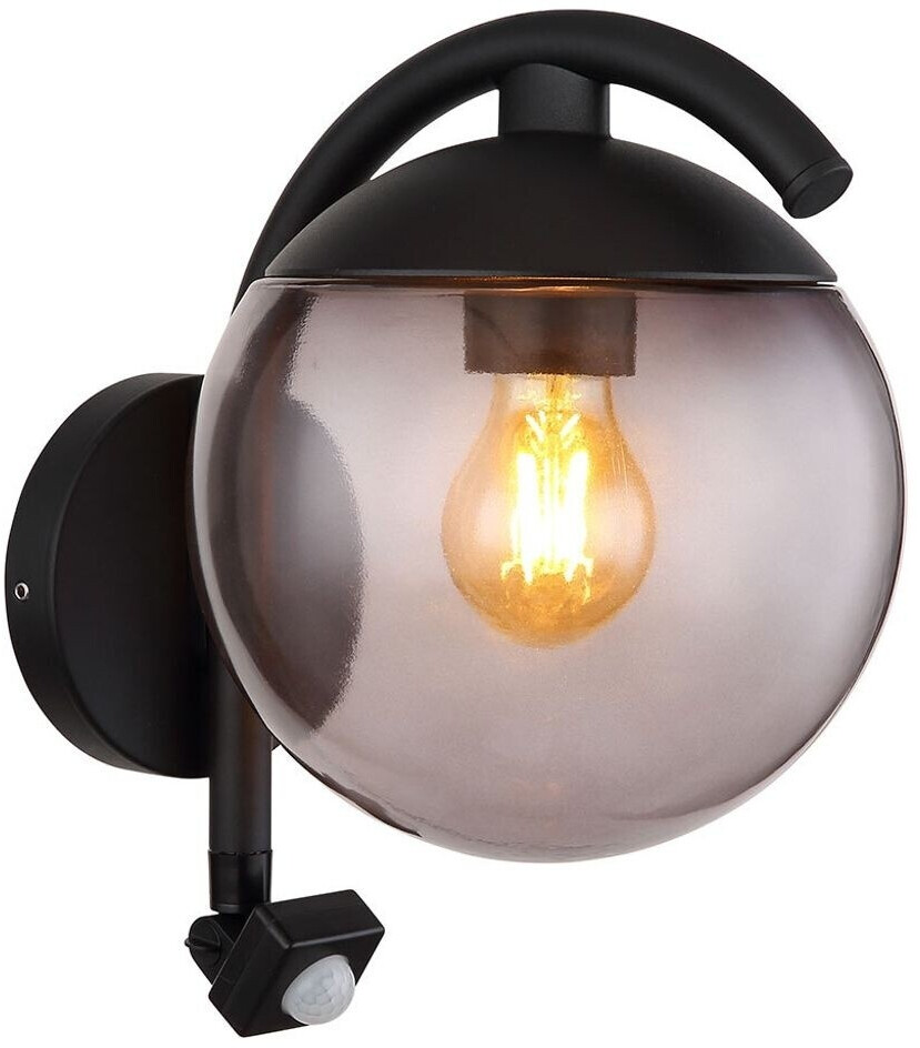 Globo Outdoor light wall light ball lamp motion detector glass smoke metal black [EEK: Not rated]