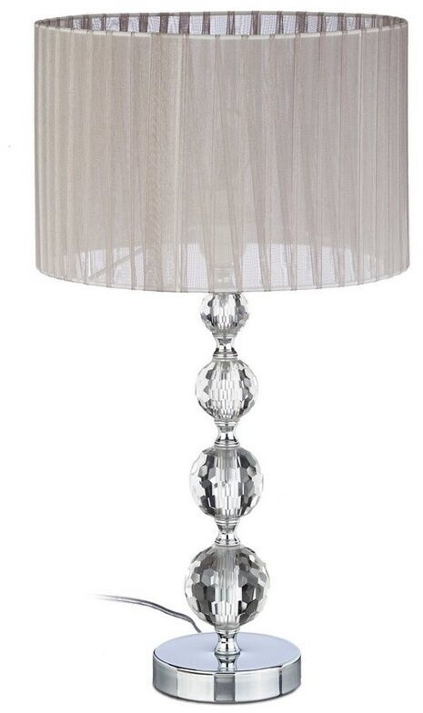 Relaxdays Bedside lamp crystal table lamp reading lamp designer lamp gray cylindrical