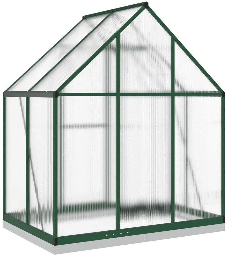 vidaXL Gewächshaus mit Fundamentrahmen grün 169x114x202 cm Aluminimum