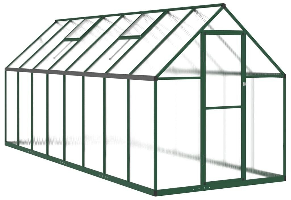 vidaXL Gewächshaus mit Fundamentrahmen grün 445x169x195 cm Aluminimum grün 445 cm x 195 cm