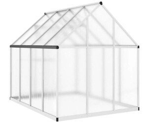 vidaXL Gewächshaus mit Fundamentrahmen silber 224x169x195cm Aluminimum silber 224 cm x 195 cm