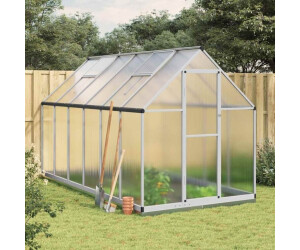 vidaXL Gewächshaus mit Fundamentrahmen silber 334x169x202cm Aluminimum silber 334 cm x 202 cm