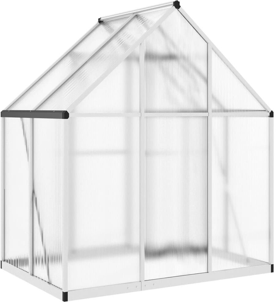 vidaXL Gewächshaus mit Fundamentrahmen silbern 169x114x195 cm Alu