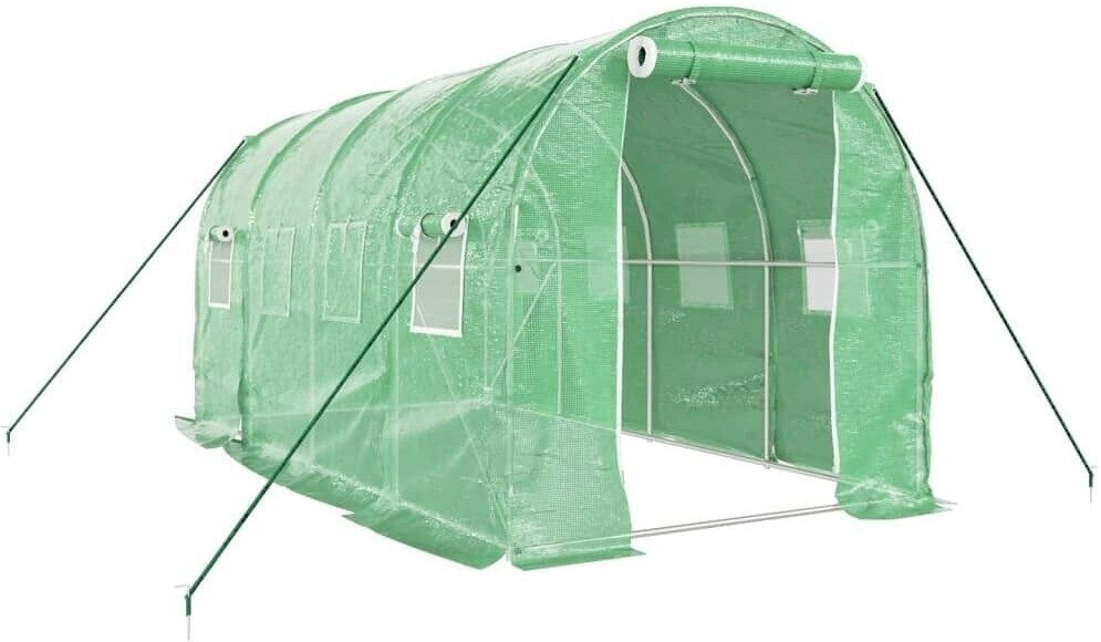 vidaXL Gewächshaus mit Stahlrahmen grün 8 m² 4x2x2 m grün 400 cm x 200 cm x 200 cm