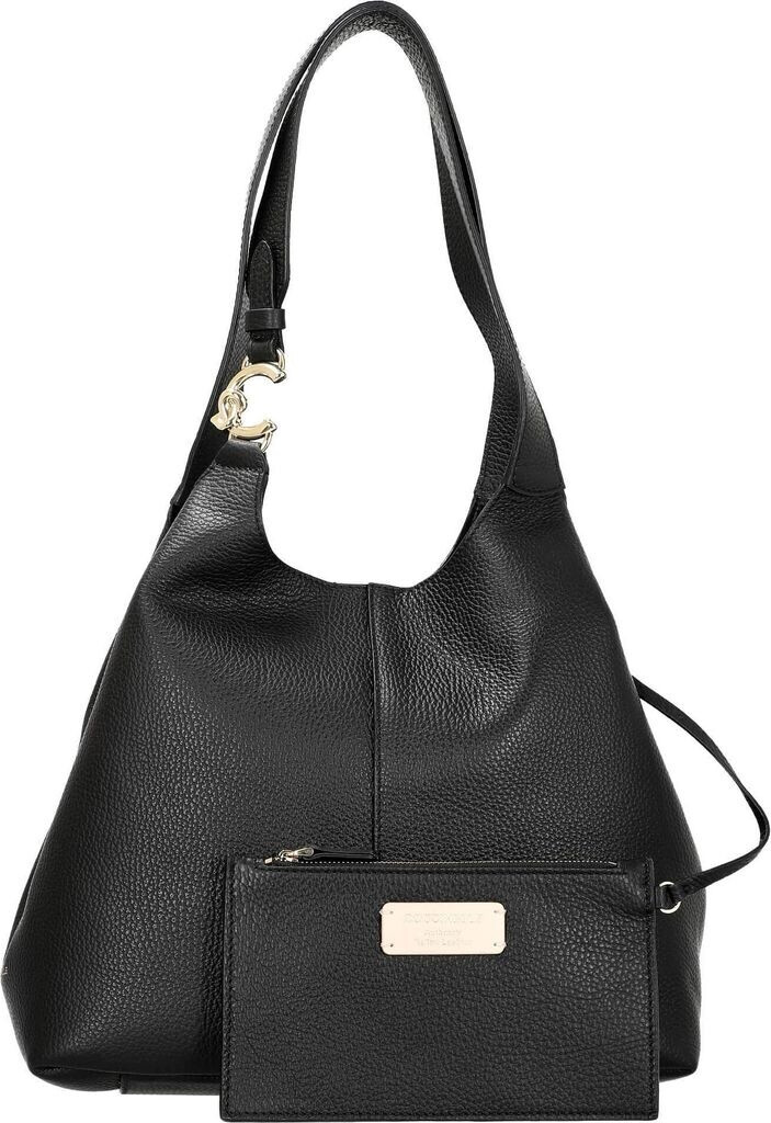 Coccinelle C-Easy Shopper L Borsa Tracolla In Pelle Nera Con Pochette Rimovibile