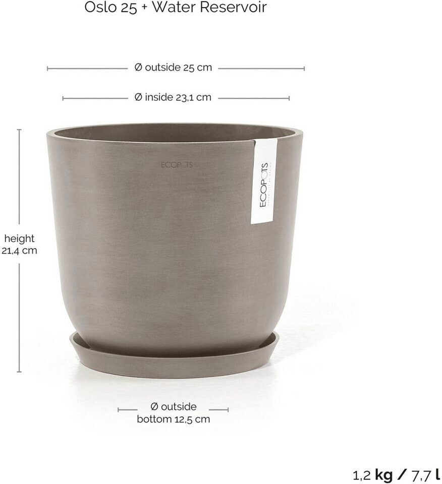 Ecopots Ecopots Oslo plastic flower pot Ø 23.1 cm 25 x 25 x 21.4 cm brown - view 15