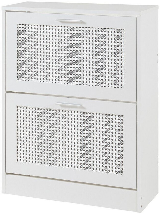 en.casa Shoe tipper Vesilahi with 2 flaps for 8 pairs of shoes 80x60x24 cm white