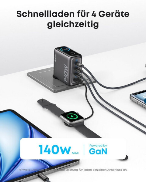 Anker Ladegerät (140W, 4-Port, PD 3.1) mit USB-C Kabel, Bild 2