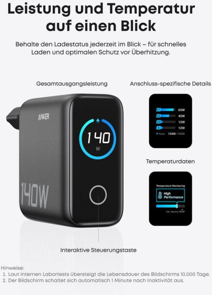 Anker Ladegerät (140W, 4-Port, PD 3.1) mit USB-C Kabel, Bild 4