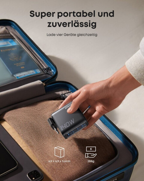 Anker Ladegerät (140W, 4-Port, PD 3.1) mit USB-C Kabel, Bild 6