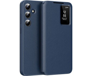 JIAFEI Hülle Kompatibel Mit Honor 90 Lite 5G, Premium Leder Handyhülle Mit Sichtfenster Fenster Spiegel Flip Business-Stil Case Cover, Blau