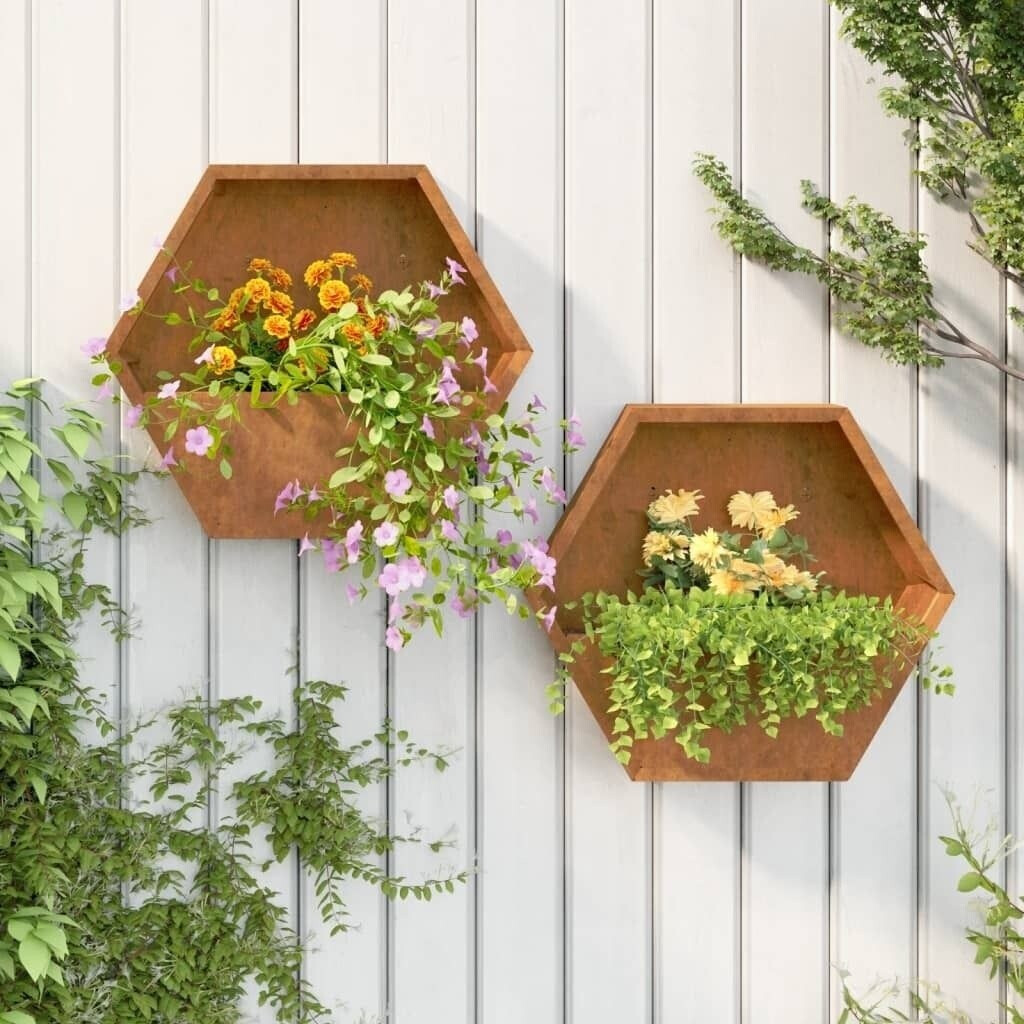 vidaXL Wall planter Corten steel rusty 46 x 10 x 40 cm 2 pcs (823685)