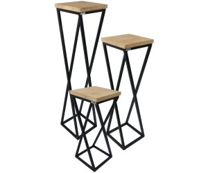holz4home Decorative stand oiled oak twisted struts 50/70/90cm light grey set of 3