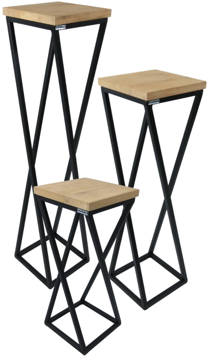 holz4home holz4home Decorative stand oiled oak twisted struts 50/70/90cm light grey set of 3 - Product image 1 of 7