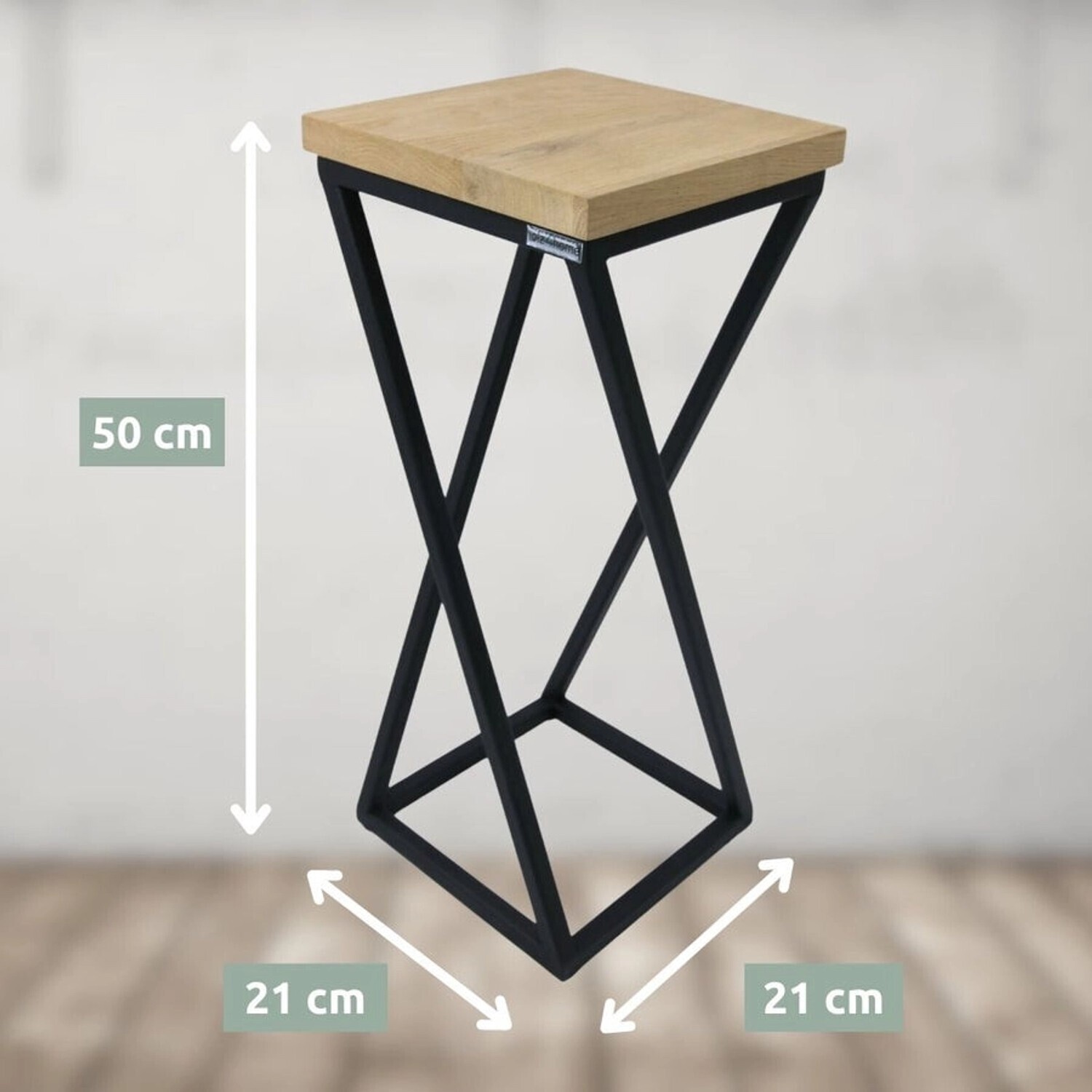 holz4home holz4home Decorative stand oiled oak twisted struts 50/70/90cm light grey set of 3 - view 6