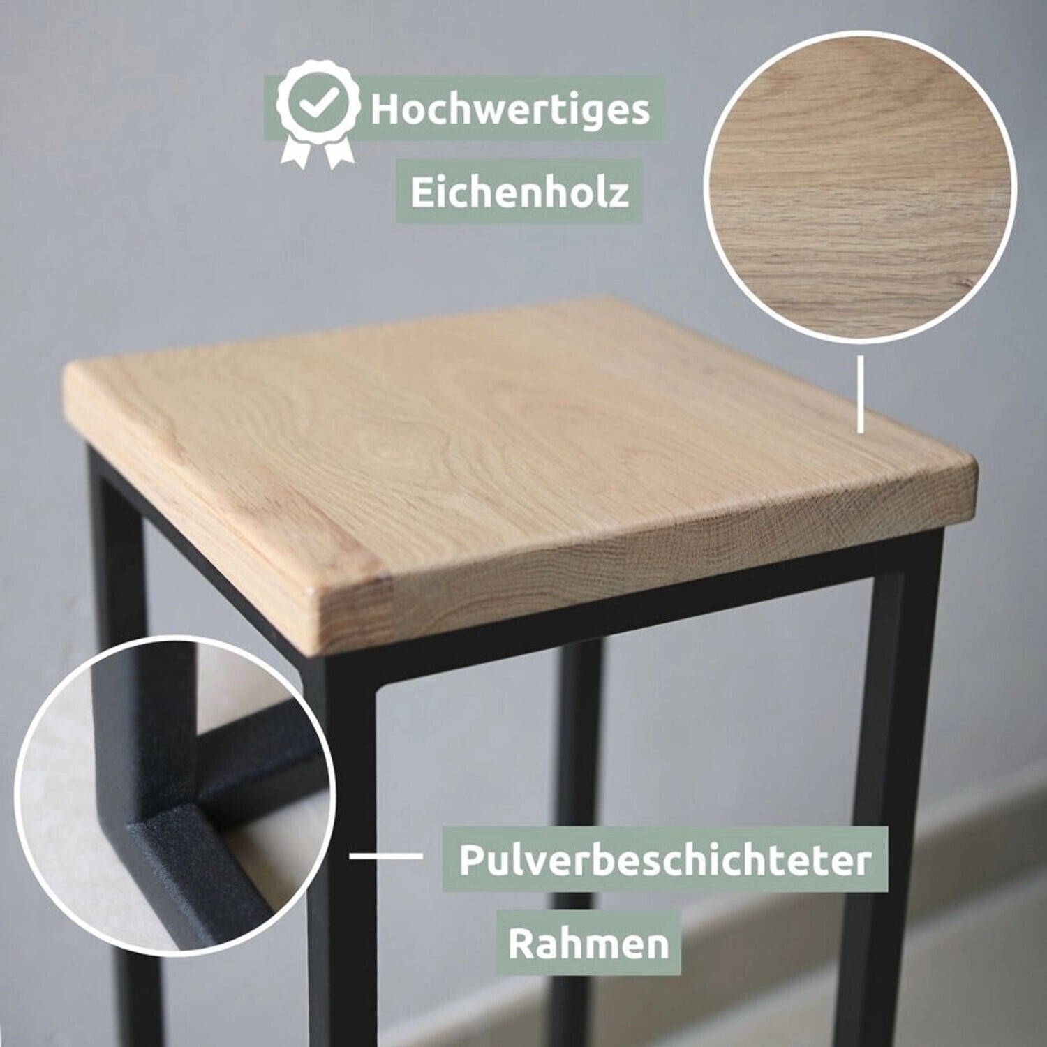 holz4home holz4home Decorative stand oiled oak twisted struts 50/70/90cm light grey set of 3 - view 7