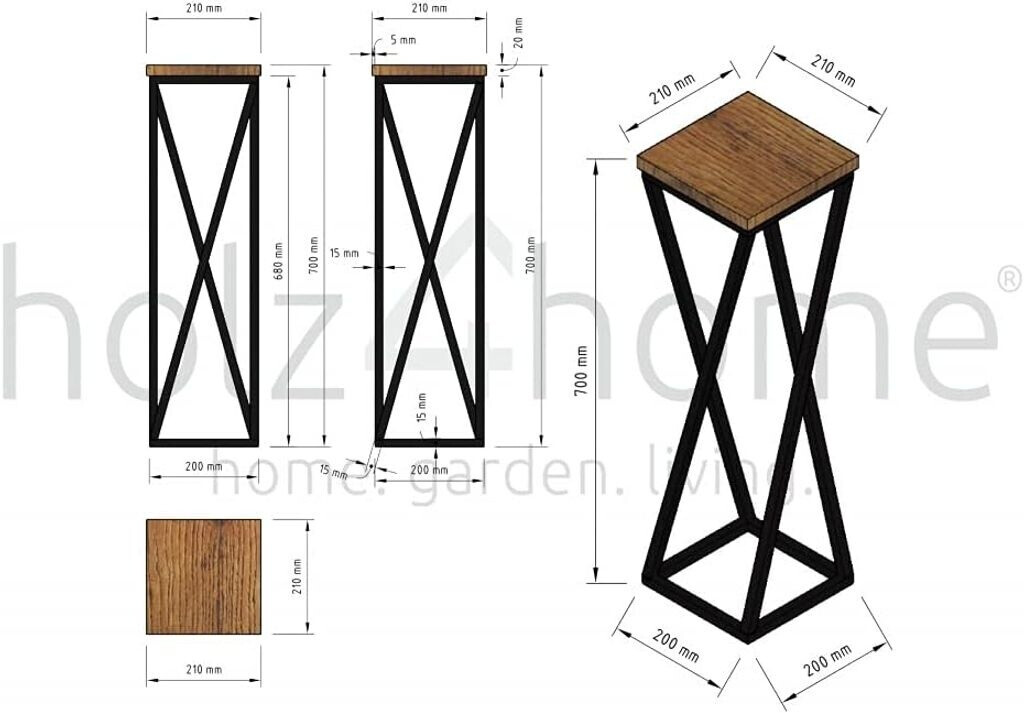 holz4home holz4home Dekoständer Eiche geölt gedrehte Streben 70cm hellgrau - view 7