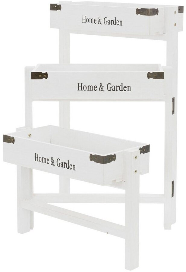 ML-Design Flower stand wood with 3 levels 111cm flower box 32x16x7cm white (490006725)